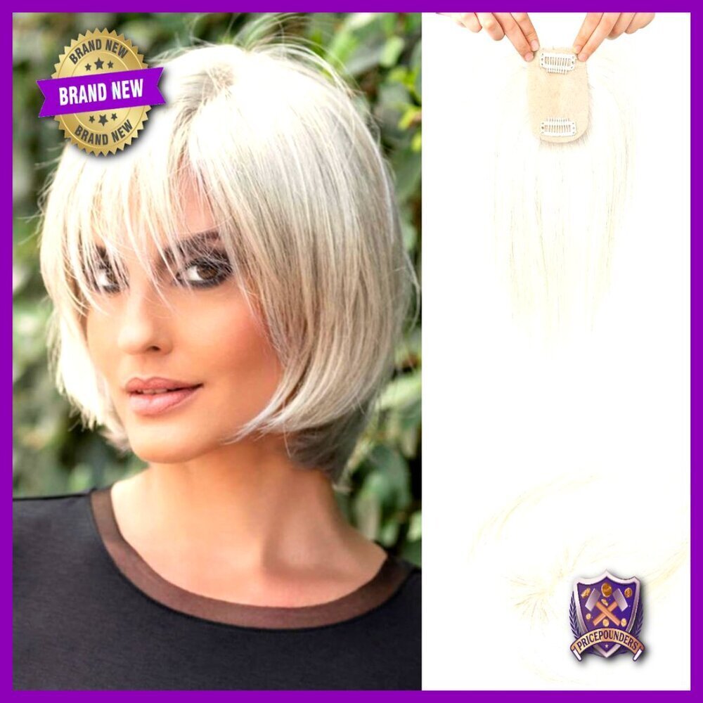 Real Human Hair Topper Clip In Bangs Silk Base 150% Density Thinning Hairpiece